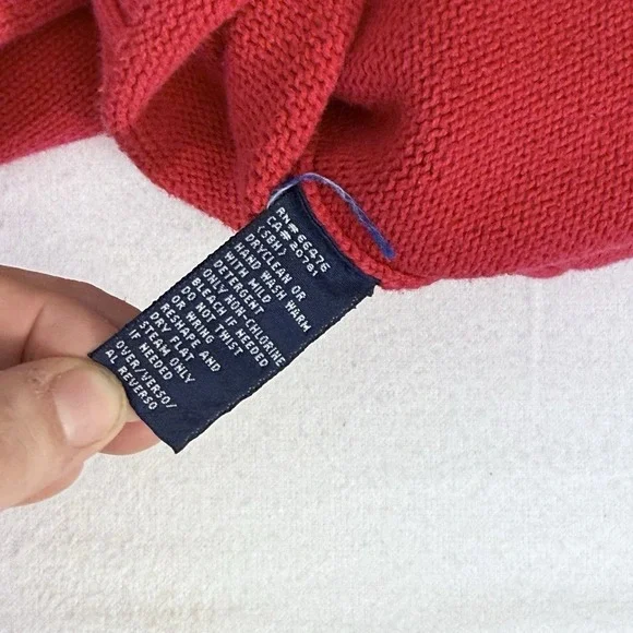 Tommy Hilfiger Y2K Knit Hoodie Sweater Spellout Red Cotton L - Picture 7 of 8